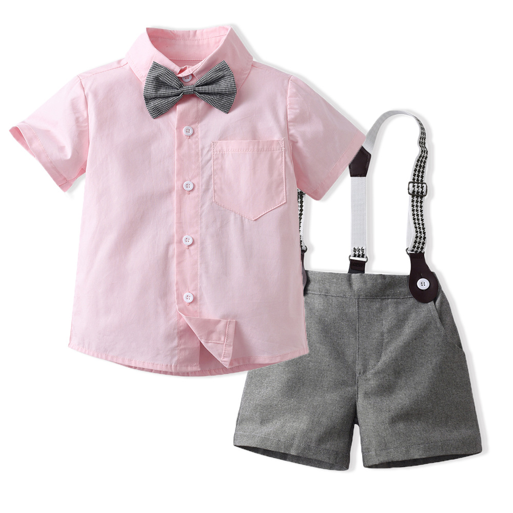 Niños de verano con la solapa de manga corta cardigan cinturón pantalones cortos ropa de aniversario para niños flores moda moda