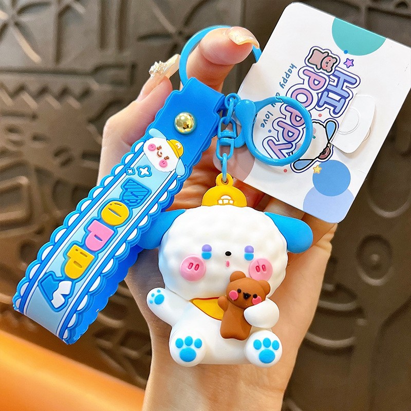 Círculos animados Panda Keychain cute pegamento suave Panda Keychain bolsos colgantes agarrar regalos al por mayor