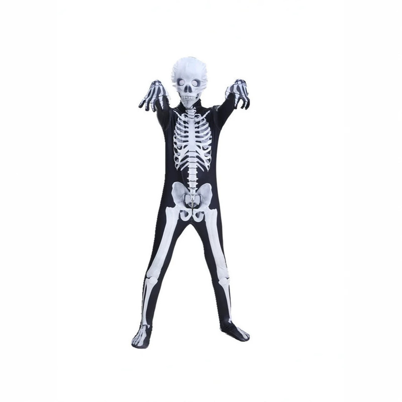Halloween Children's Skeleton Hooded Bodysuit Costume for Dance Party Performance Cross-Border Halloween Halloween Children's Skeleton Hooded Bodysuit Costume for Dance Party Performance Cross-Border Halloween