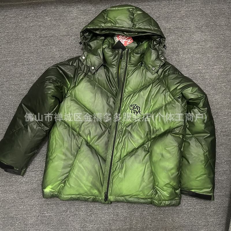 跨境外贸 mertra温感渐变绿色羽绒服加厚保暖立领连帽夹克外套男|undefined