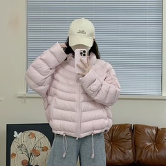 90白鸭绒韩系2025秋冬排骨休闲简约宽松立领短款轻薄羽绒服女外套