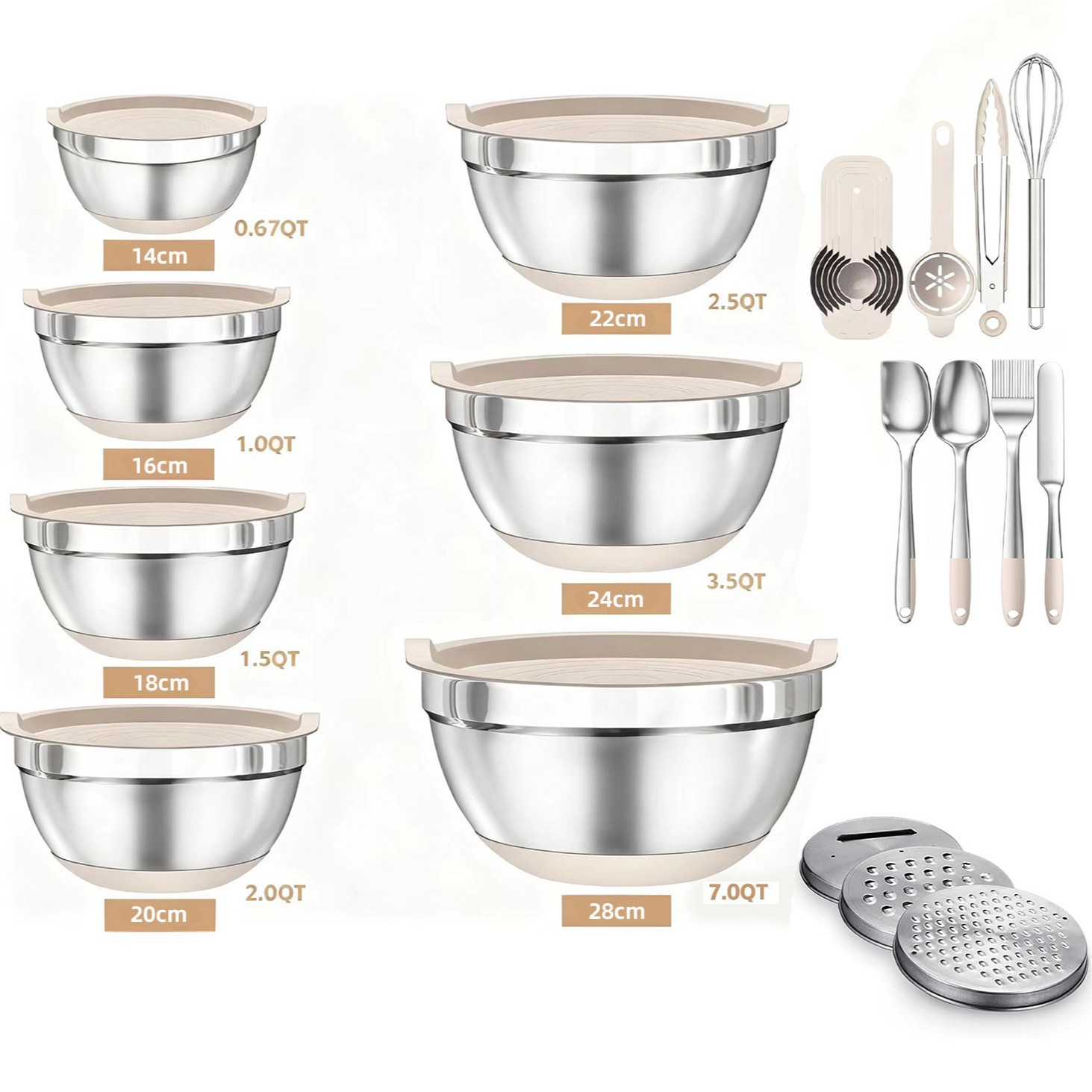 Cuencos con tapas herméticas al aire, manchas de acero metal Otros cuencos de acero inoxidable No