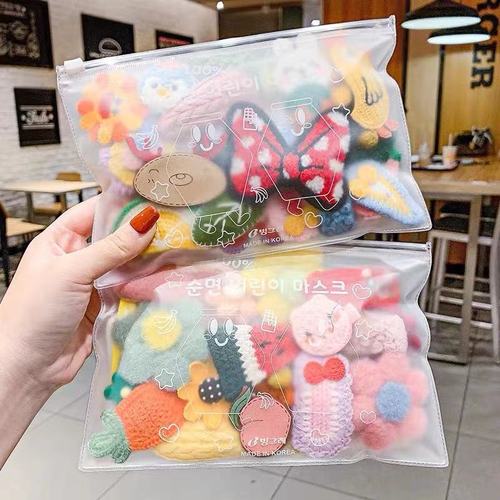 Children's hair clip plush knitted clip autumn and winter new cute cartoon fruit flower princess girl's hair clip