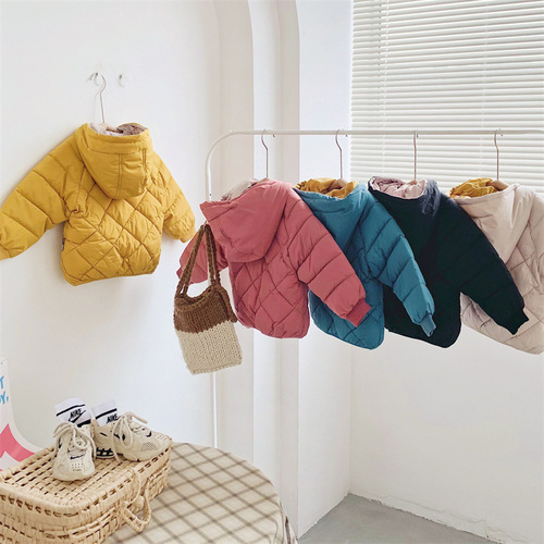  New Children's Down Cotton Jacket, Thickened for Boys and Girls, Baby and Toddler Size, Exports, Fleece Lined, Warm Cotton Outerwear