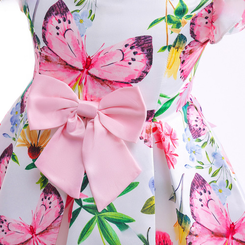  New Arrival Cross-Border Girls' Dress: European & American-Style Kids' Skirt with Butterfly Print, Petite Flared Sleeves, and Vest Design—Perfect Princess-Like Children's Wear