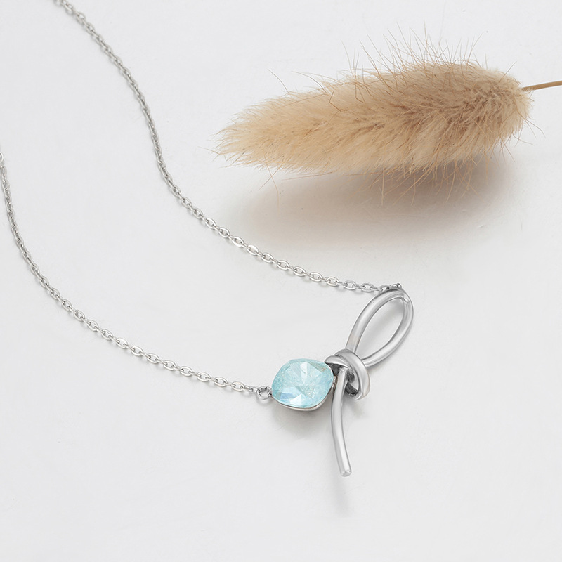 Xuping imitación de cristal collar de arco de moda simple temperamento dulce cadena de clavícula de viento collar de fábrica de damas al por mayor