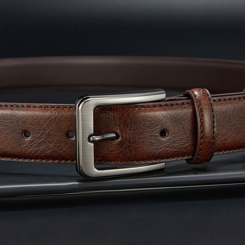 Cinturón de piel de vaca de los hombres de cuero pin hebilla cinturón de los hombres de estilo coreano de moda Pantalones cinturón de productos genuinos puros casual de negocios todo partido jóvenes y de mediana edad