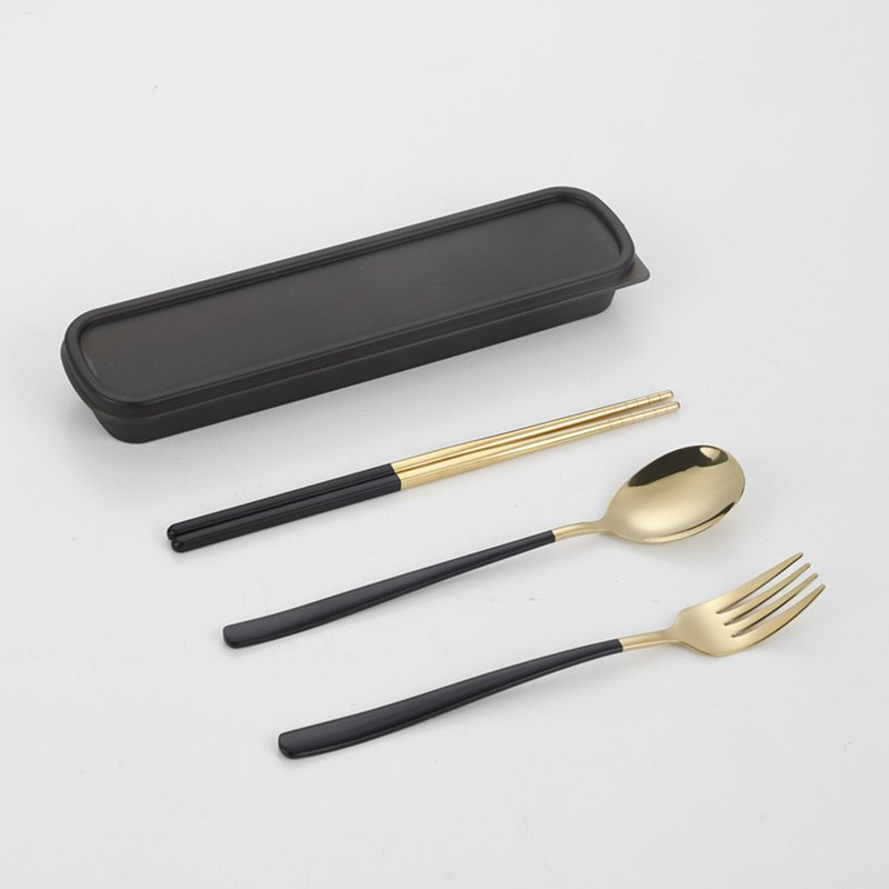 304 vajilla de acero inoxidable cuchara coreana tenedor palillos estudiante portátil conjunto de tres piezas traje creativo regalo puede ser logotipo personalizado