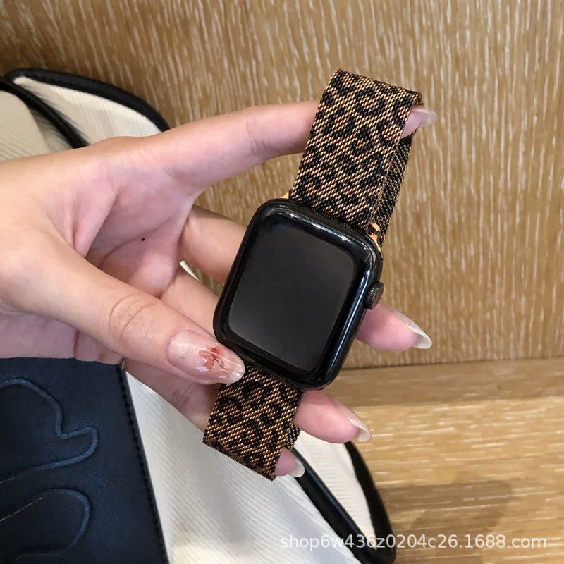 Премиум браслет для Apple Watch с леопардовым принтом, магнитный, совместимый с Apple Watch S10IWATCH