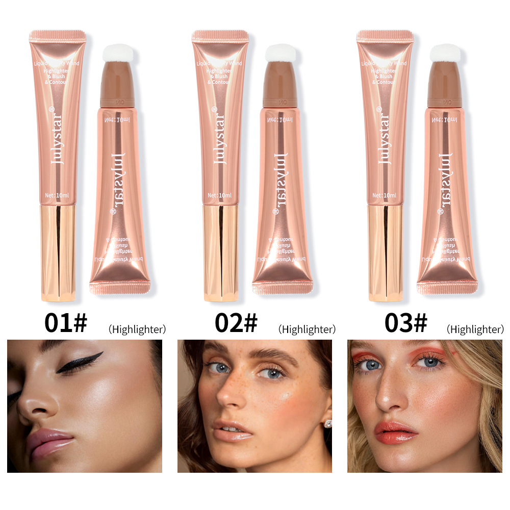 Cross-border liquid blush Highlighter contouring pen Pearlescent fine Shimmering matte beauty stick Natural brightening cushion Blush stick undefined