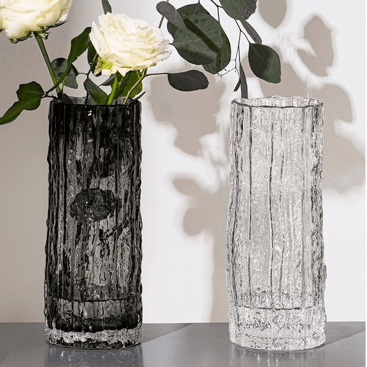 Casual Transparent Glass Vase Desktop Flower Arrangement Water Culture Dried Flowers Vase Ins Style High-Looking Living Room Decoration