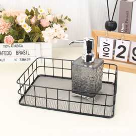 供应批发北欧铁艺收纳篮化妆品收纳盒桌面置物架面膜收纳篮收纳筐