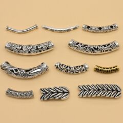 チベットシルバー曲管小麦耳ジュエリーレトロペンダント diy 手作りネックレスブレスレット織りペンダント古代シルバーアクセサリーアクセサリー