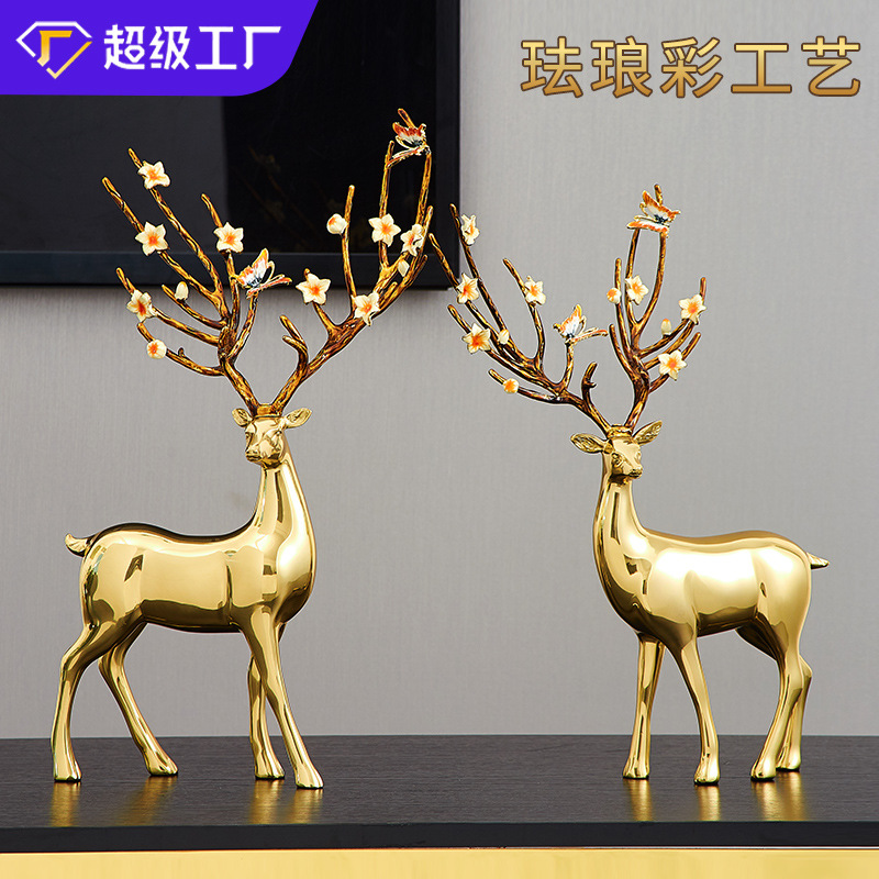 Pure copper high-grade sika deer ornamen...