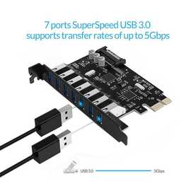 1个 图片色 ABS USB3.0扩展卡台式电脑PCI-E扩展卡一拖七机箱扩展