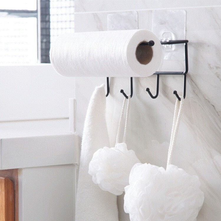 Simple Iron Storage Rack Kitchen Paper Towel Rack Kitchen Utensil Hook Organizer Knife Spoon Storage Rack Hook