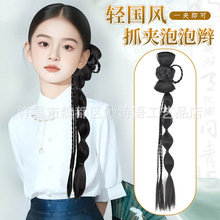 新中式儿童假发辫子白鹿同款国风泡泡辫日常百搭俏皮感中式假发辫