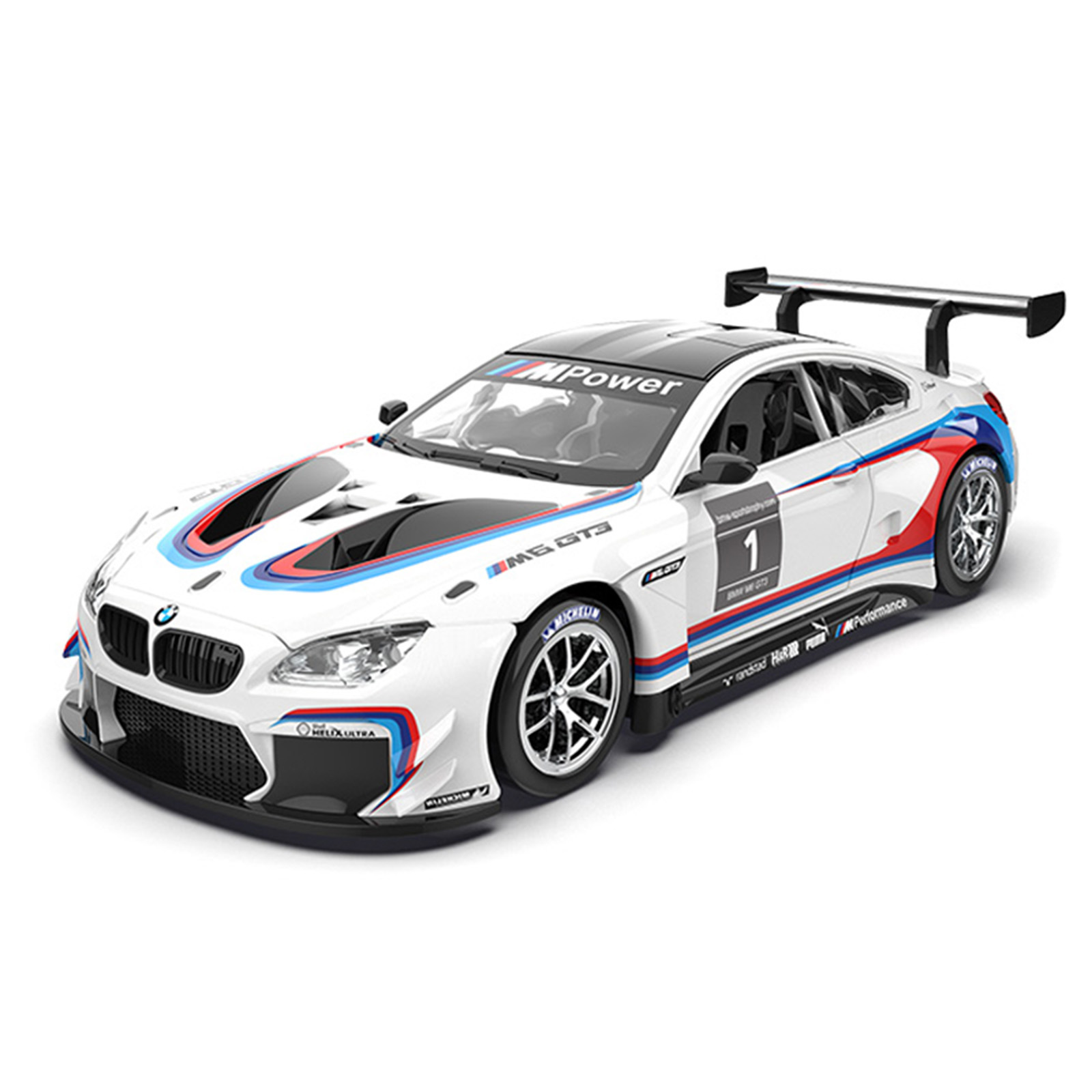 1:32 Baoma M6 GT3 modelo de coche de aleación amortiguador de cuatro ruedas retroceso rueda delantera simulación de sonido y luz coche de juguete