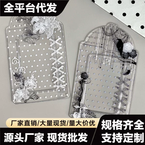 Polka Dot PVC Card Holder New Style Self-Made Idol Photo Card Meal Card Campus Card Ins Idol Storage Display Card Holder Pendant