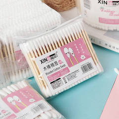 Cotton swab double-ended ear removal makeup remover cotton swab household disposable cleaning cotton swab sanitary disinfection wooden swab cotton ball