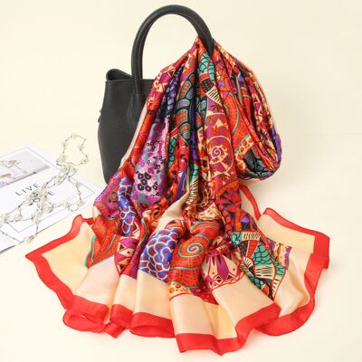 2021锦丝缎真丝围巾丝巾百搭防晒披肩印花仿真丝缎面围巾丝巾批发|ms