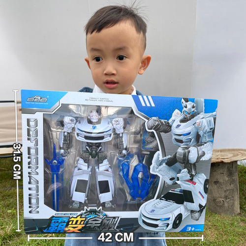 Children's large transforming robot model toy car Wasp Optimus transforming car boy model toy