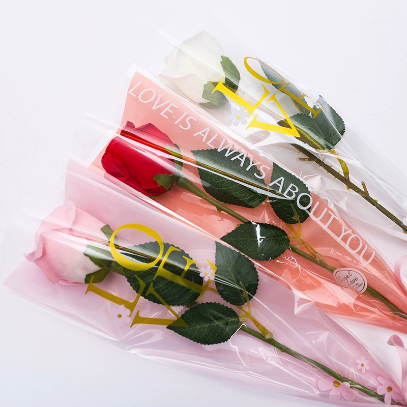 День Святого Валентина Цветочный мешок водонепроницаемый один мешок розы прозрачный один букет упаковочной бумаги