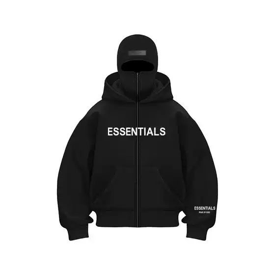 Cross-border Hot Sale ESSENTIALS Iron-On Masked Man Double Hood Zip-Up Cardigan Sweatshirt Fleece Hoodie Men