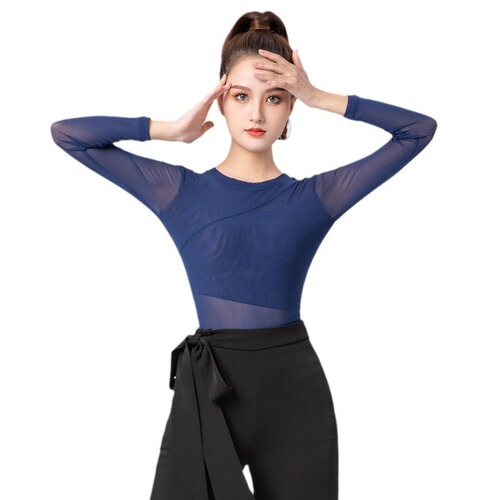 New Latin dance clothing tops for female adults to dance national standard modern dance one-piece dance clothes professional body training clothes
