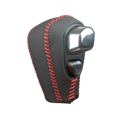 Suitable for Right-Hand Drive 12-13-14 Sürətlər qutusu və əl tormozu başlıqları - plain-black-leather-red-thread