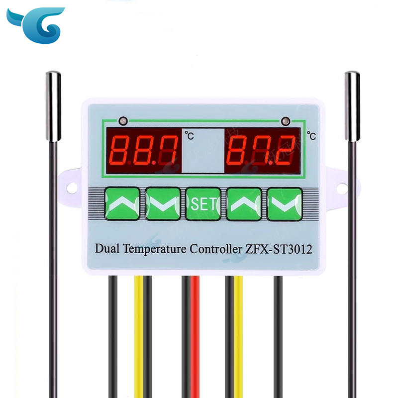 ST3012微电脑智能温控器温度控制器开关 双温双控电子控温仪