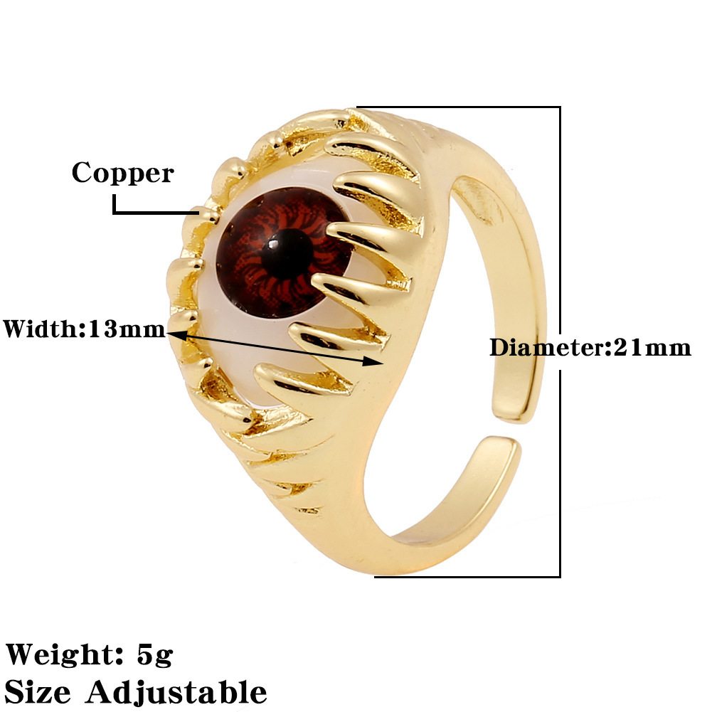 fashion copper plated real gold evil eye womenu0027s simple tail ring