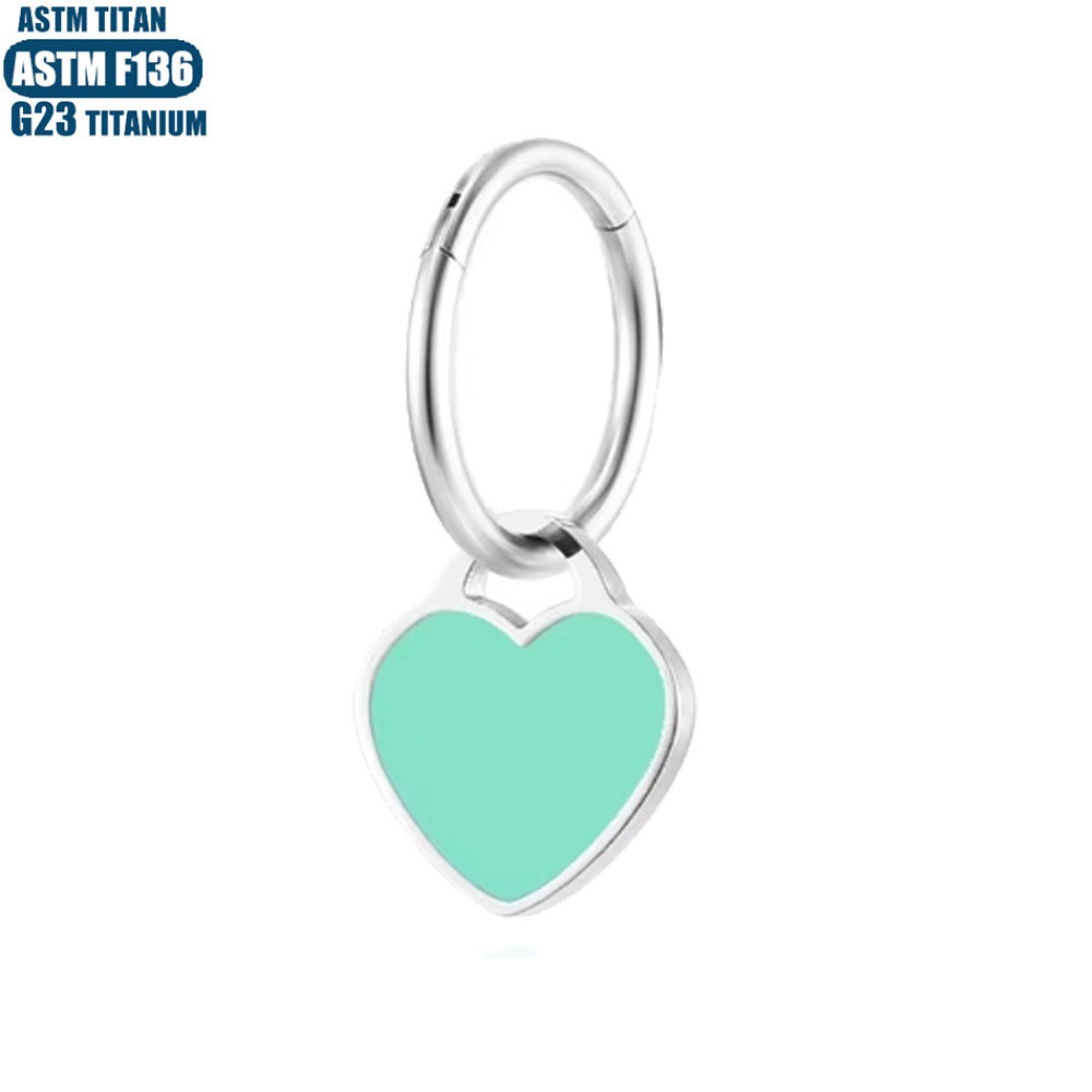F136 Titanium Alloy Heart-shaped Pendant Earrings Seamless Opening Ring Tragus Cartilage Hoop for Women detail image 10