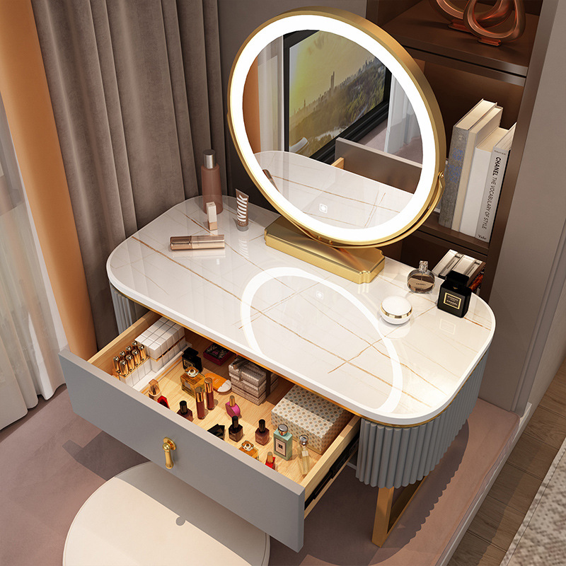 Bay Window Dressing Table with Light Modern Simple Nordic Internet Celebrity Small Apartment Tatami Dressing Table Storage Cabinet Dressing Table
