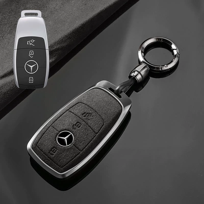 e300l key cover gle350: Car key bag - no-specifications-mercedes-benz-b-tarnish-aluminum-alloy-cement-ash-suede-convenient-buckle