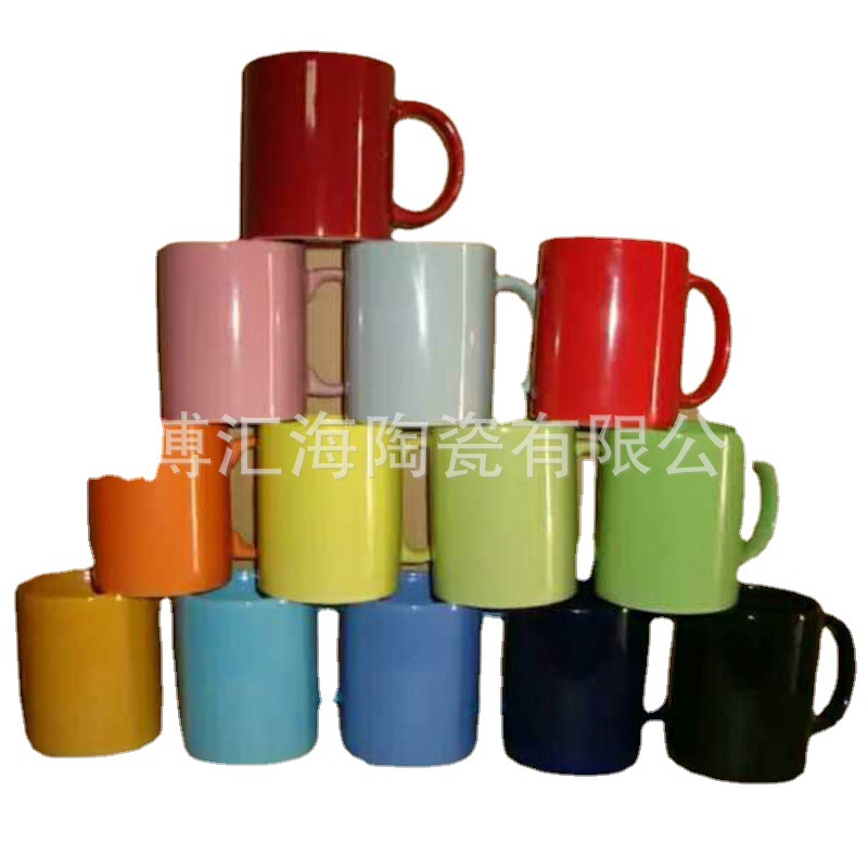 色釉陶瓷随手杯创意礼品咖啡杯可来图片印LOGO 早餐牛奶情侣杯