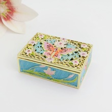 新款大号镂空蝴蝶装饰盒婚庆回赠礼物盒珐琅彩金属小饰品收纳盒