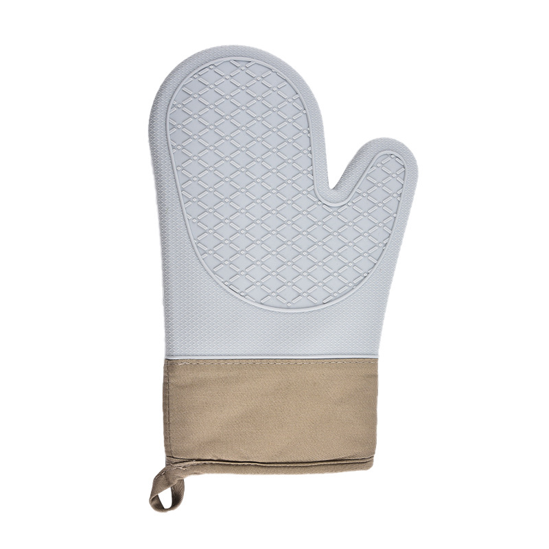 Guantes de aislamiento térmico de silicona, guantes anti-escaldado para microondas resistentes a altas temperaturas, guantes de horno para hornear con patrón de rombos de algodón