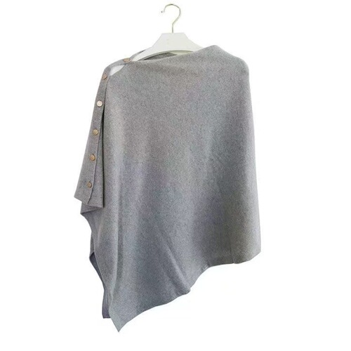 New Women's Spring and Autumn Fashion Versatile Button Loose High-End Shawl Cape Knit Sweater