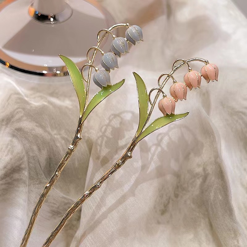 Tulipán orquídea horquilla al por mayor de verano de las mujeres estilo chino de alto grado updo horquilla estilo antiguo hanfu Accesorios