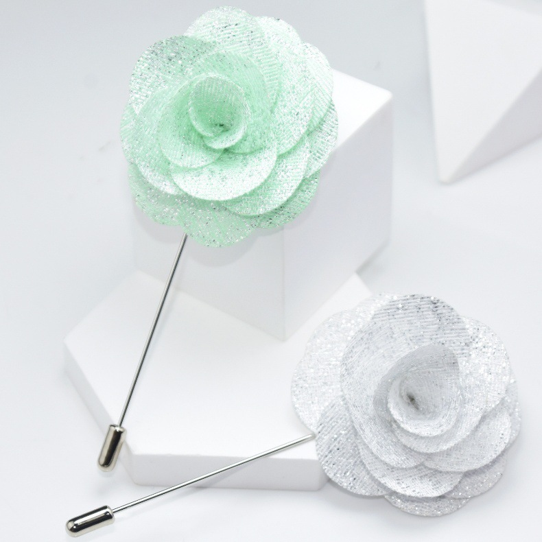 Fabric Flower Tie Brooch