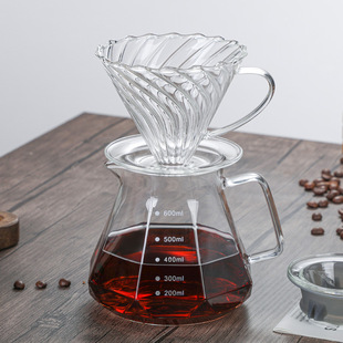 Wholesale Diamond Coffee Pot glass hand punch sharing pot suit glass filter Cup funnel brewing pot printable logo