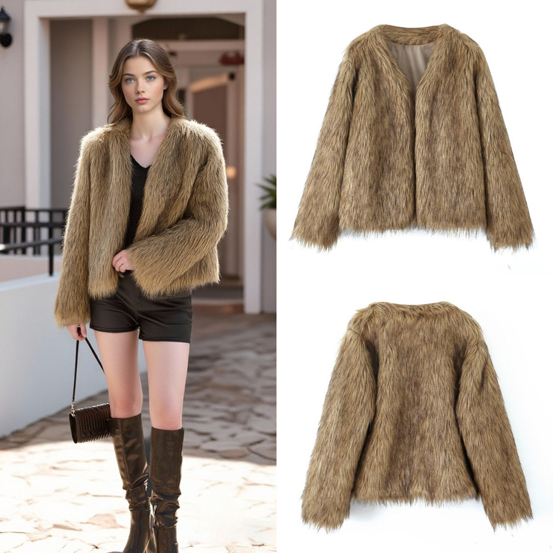 Za Cross-Border Export Spot European and American Style Women's Winter New Fashion Versatile Daily Wear Fur Outwear Jacket
