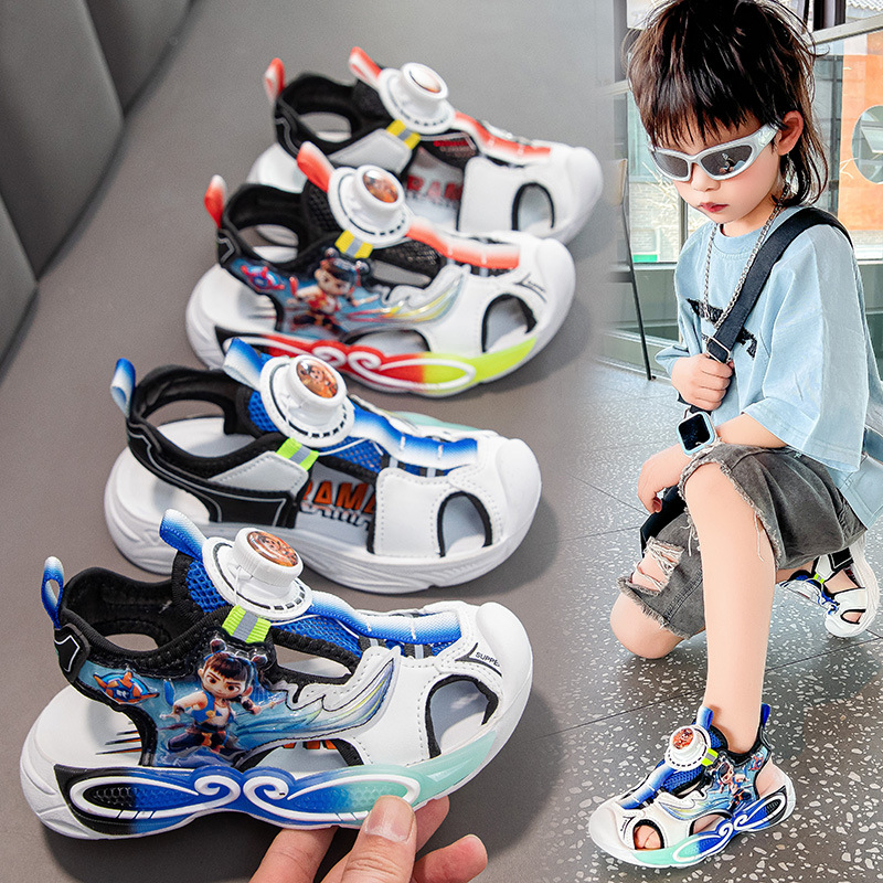 Sandalias Cerradas de Playa para Niños de Cuero Artificial, Antideslizantes, para Playa