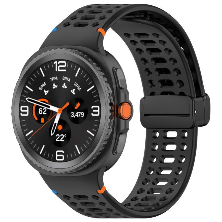 xDfind Magnetic Black Buckle Silicone Bandera para Samsung Galaxy Watch8 / Watch8 Classic