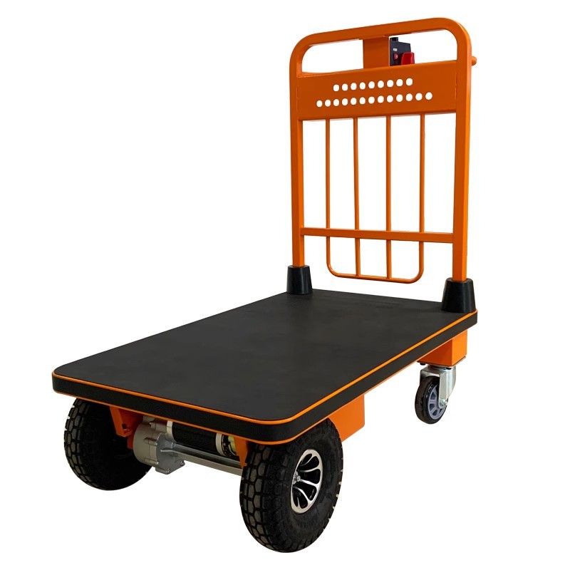 银行专用电动手推车平板车带护栏可升降折叠电动搬运车