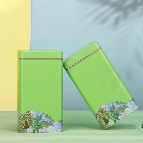 Square tin tea can empty can black tea green tea sealed can jasmine tea tea box metal can wholesale