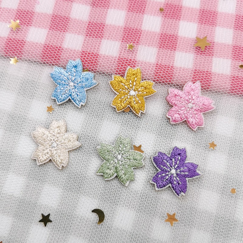 多色樱花小号布贴鞋子衣服裤子书包补丁贴补洞刺绣贴破洞无痕自粘