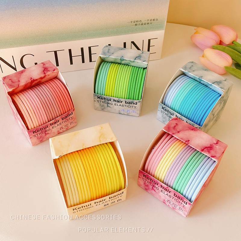 Cuerda de pelo banda de goma Nueva banda de pelo de color de gradiente de color cuerda de Pelo elástico de alta color simple no duele el pelo tocado pelo