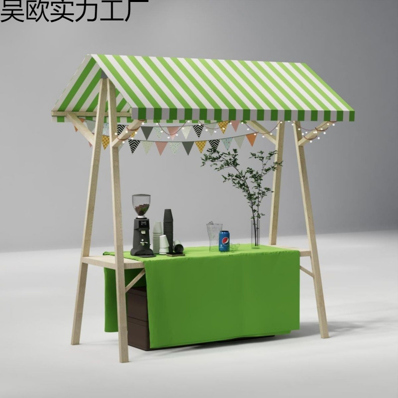 集市摊位木质展示架夜市摆摊活动棚户外促销台租市集商场折叠花车